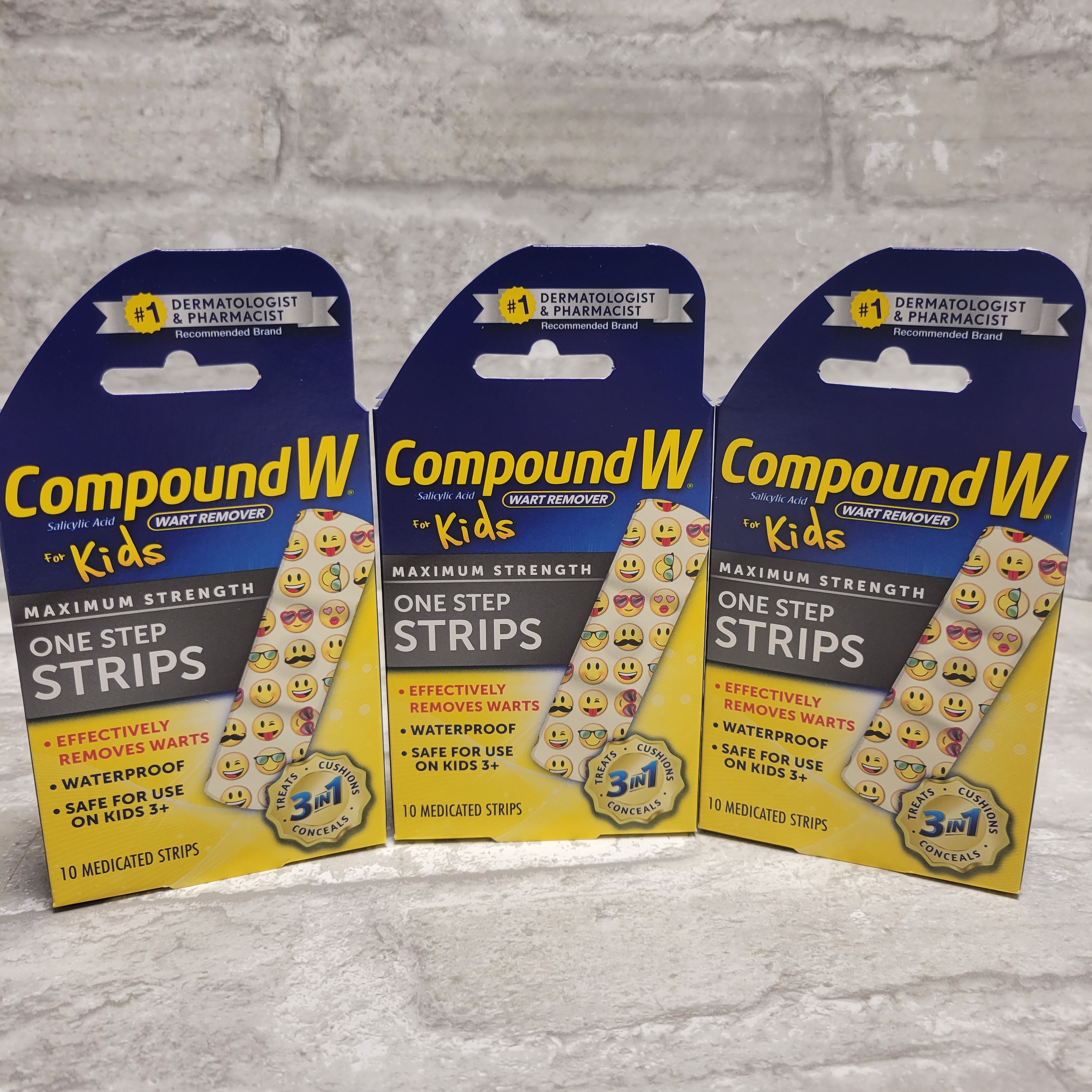 Compound W One Step Wart Remover for Kids 10 Medicated Strips Exp4/24, 3 boxes (7999216812270)